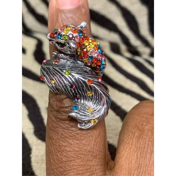 Multicolored Bling Squirrel Ring - Picture 1 of 7